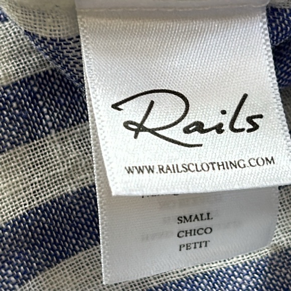 Rails Jules Linen Tunic Dress in Blue & White Vertical Stripes Sz Small - Picture 3 of 10